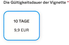 Autopay kaufe e-Vignette für Österreich - Schritt 2 - Auswahl der Tage
