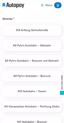 Autopay Digitale Streckenmaut Österreich kaufen, Schritt 2