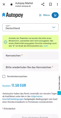 Autopay Digitale Streckenmaut Österreich kaufen Schritt 4