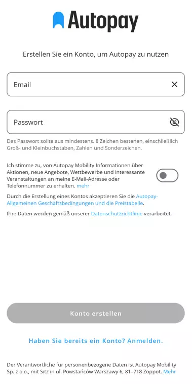 Autopay-App  Schritt 3