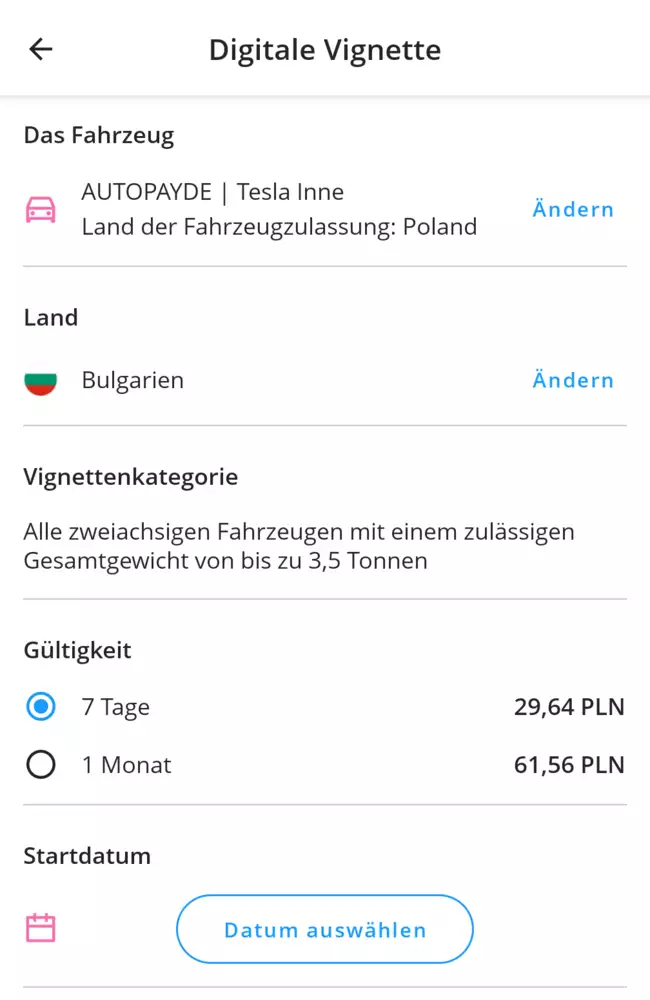 Autopay kaufe elektronische Vignette Bulgarien Schritt 3